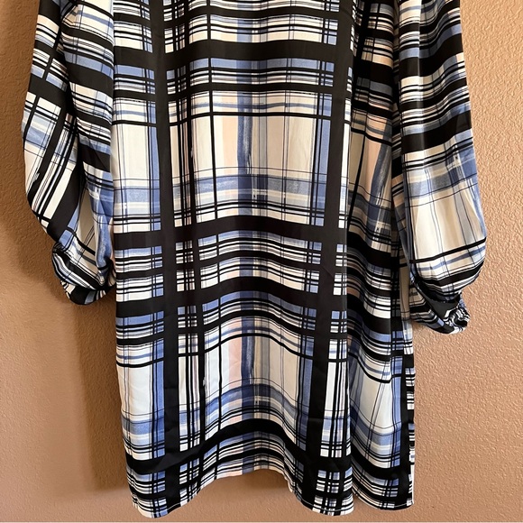 Eloquii Plaid Long Puff Sleeved Collar Mini Satin Dress Size 20 NWT - Picture 11 of 12